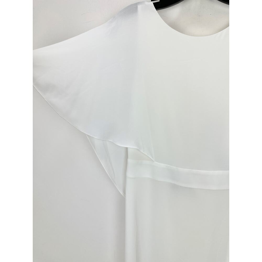 HALSTON HERITAGE Cape Effect Draped Crepe Gown Maxi Dress White US 4 NWT - Picture 8 of 15